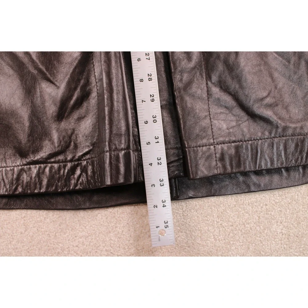Worthington Brown Leather Jacket Womens‎ XL Button Up Lined Long Sleeve